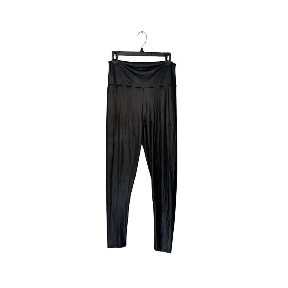 Material Girl black faux leather leggings - L